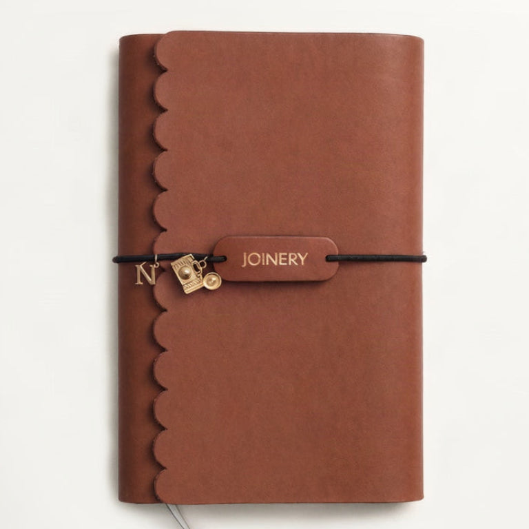 TRAVELLERS JOURNAL SCALLOPED A5 TAN LEATHER