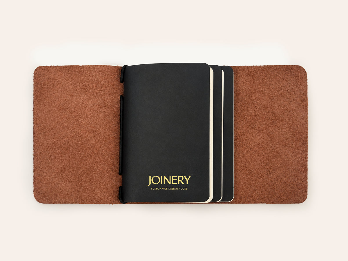 TRAVELLERS JOURNAL SCALLOPED A6 BLACK LEATHER