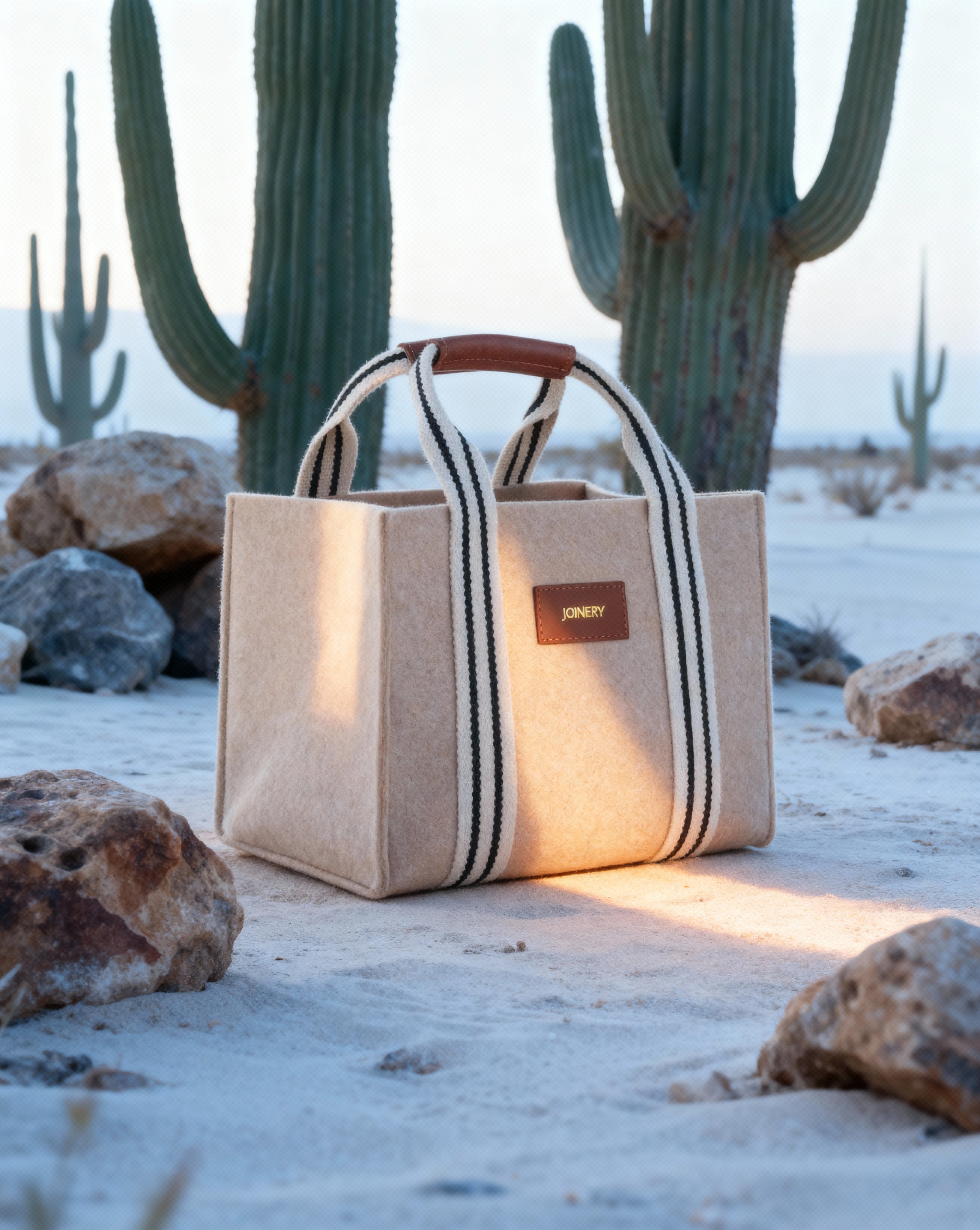 MINI BOX TOTE WITH LEATHER WRAP HANDLE