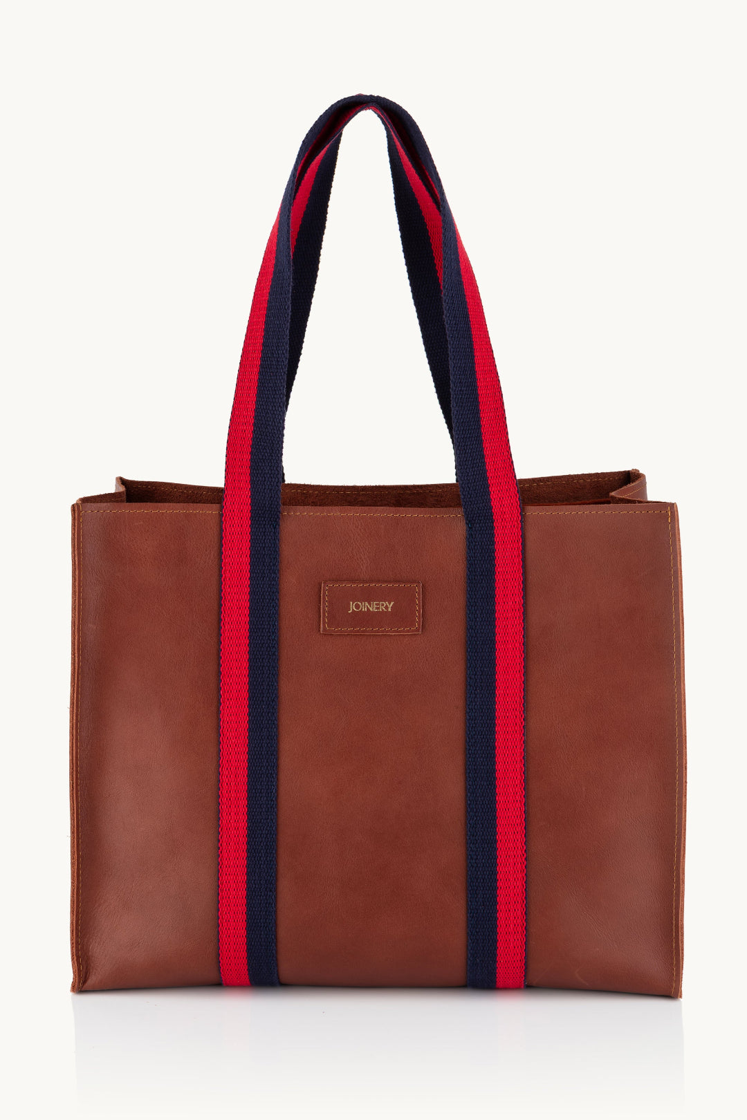 LEATHER MAXI BOX TOTE NAUTICAL TAN