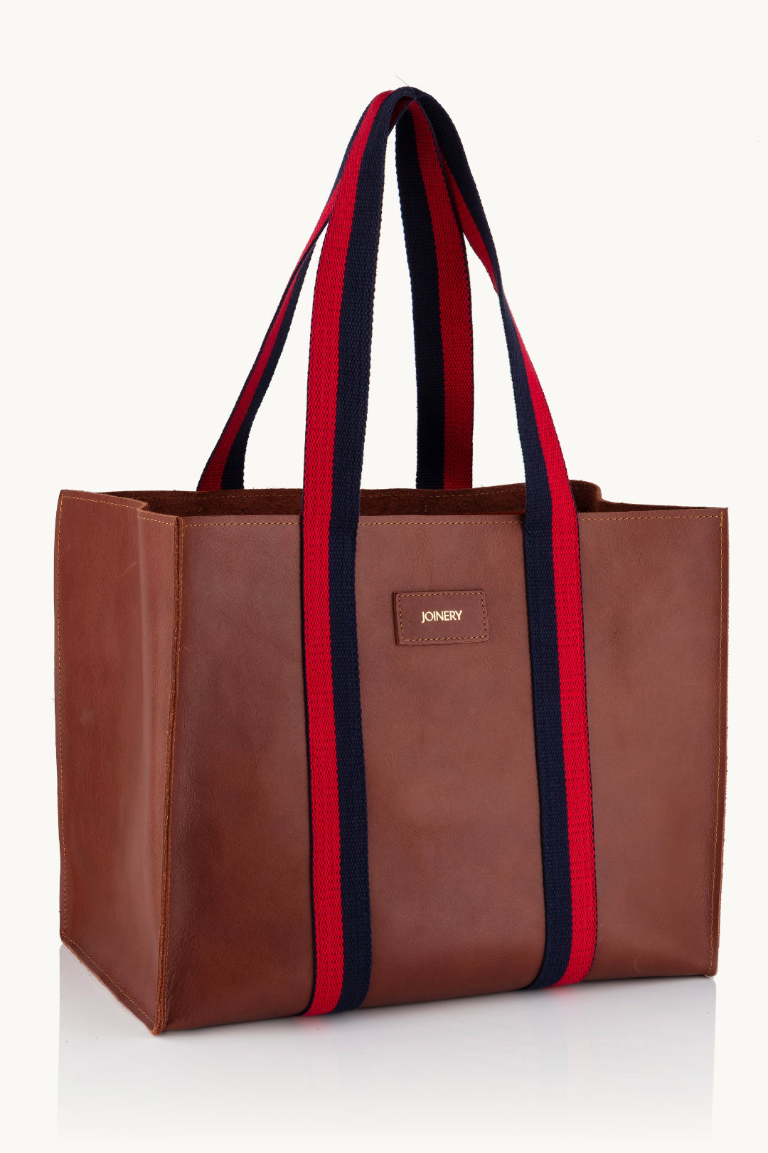 LEATHER MAXI BOX TOTE NAUTICAL TAN