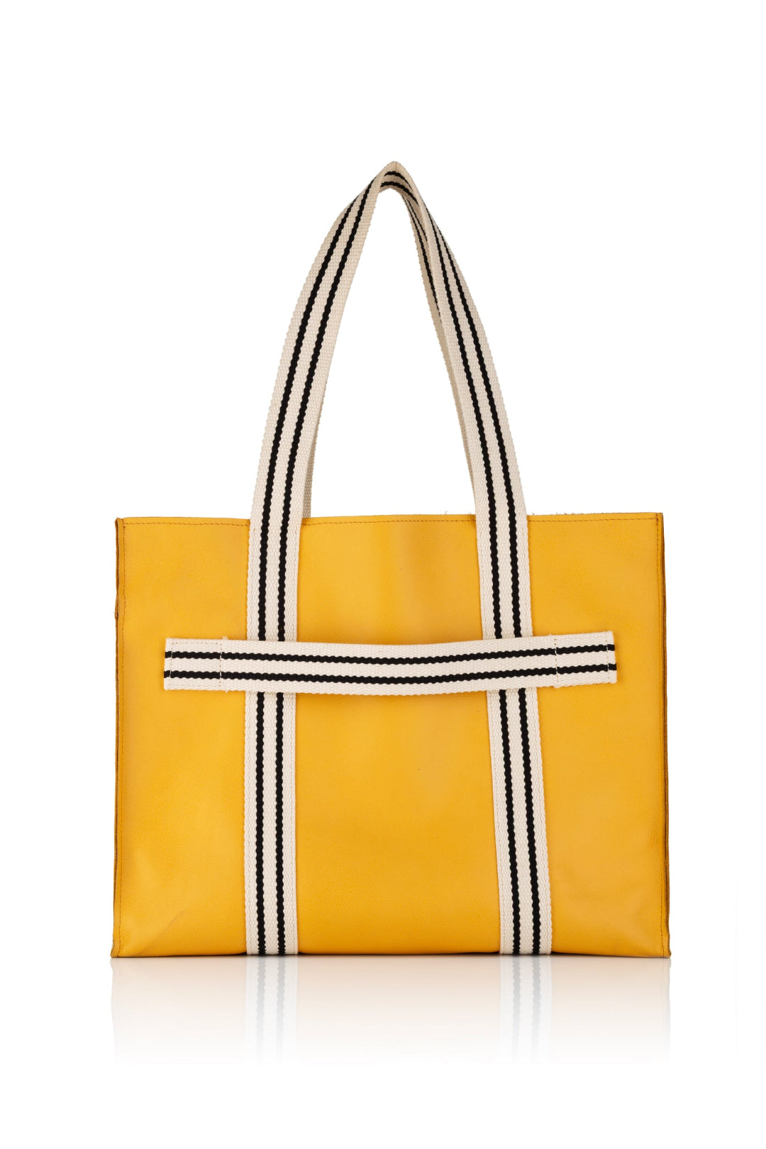 LEATHER MAXI BOX TOTE YELLOW