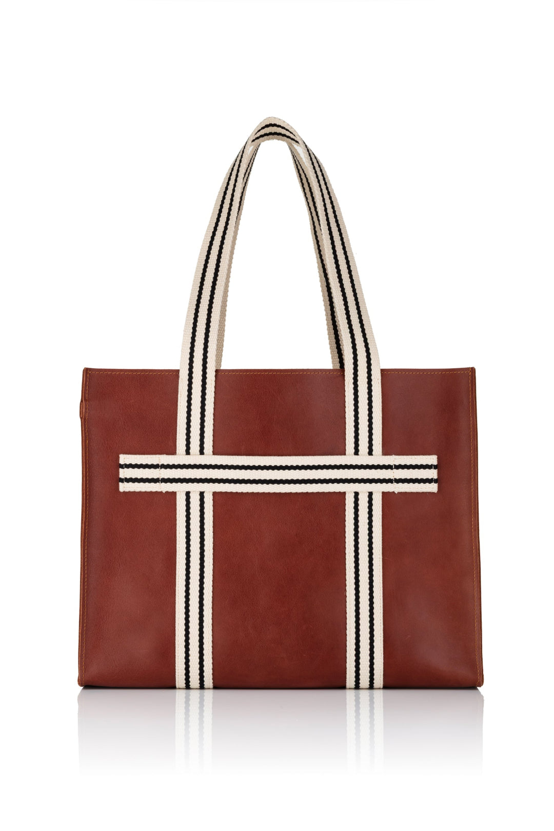 LEATHER MAXI BOX TOTE TAN