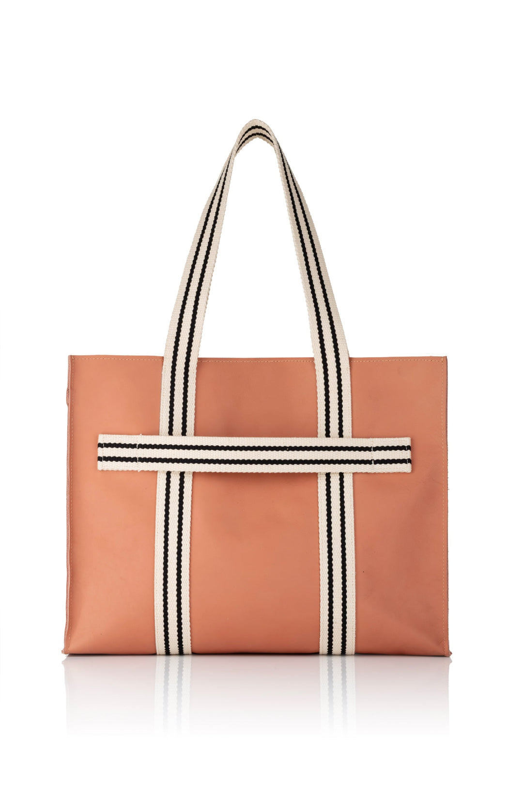 LEATHER MAXI BOX TOTE SALMON PINK
