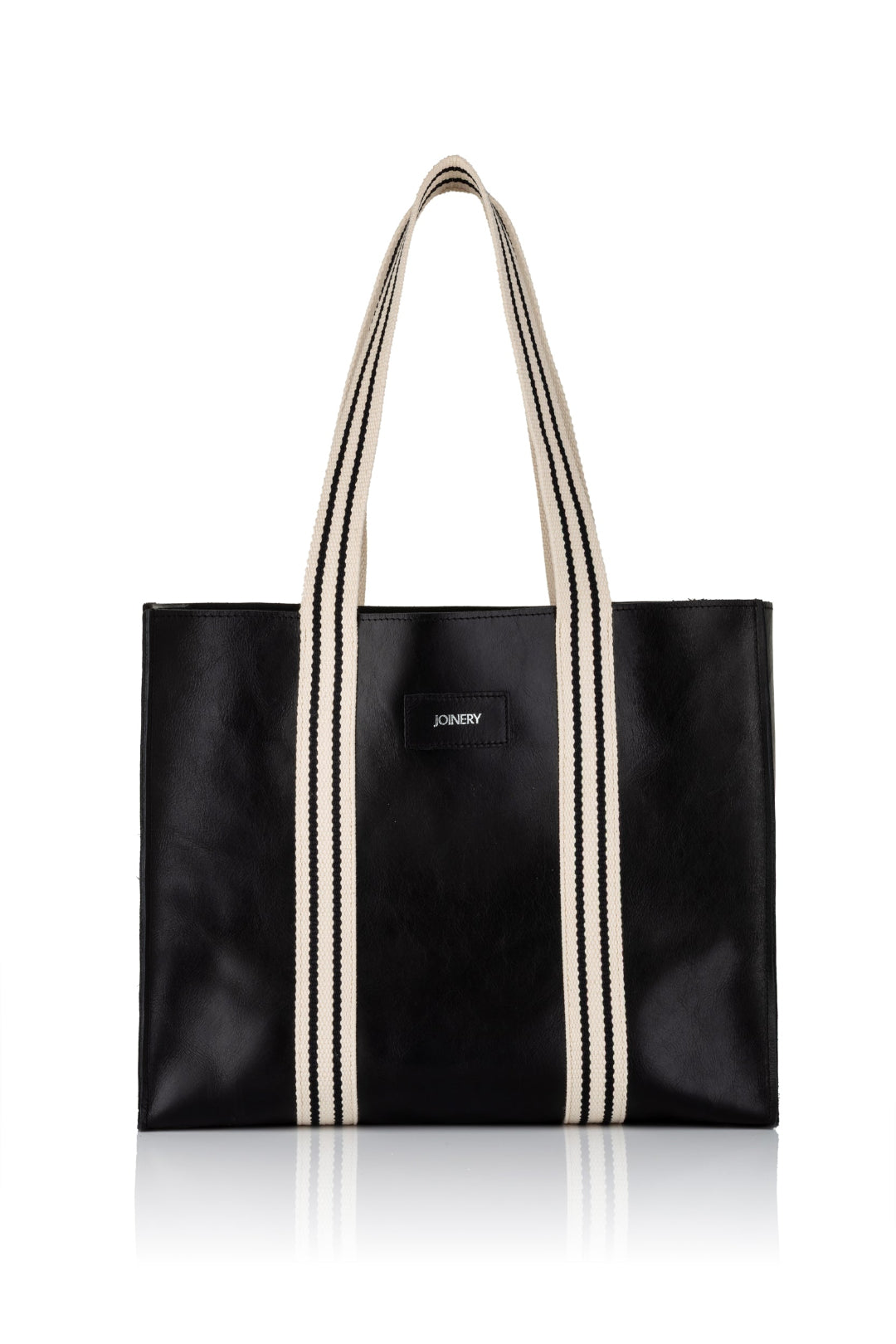 LEATHER MAXI BOX TOTE  BLACK