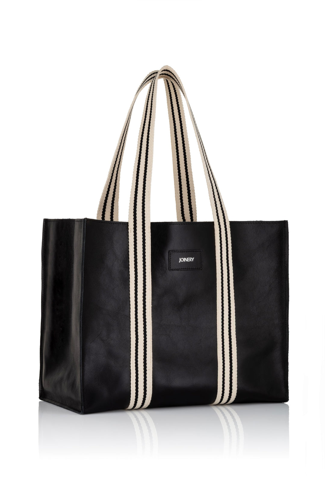 LEATHER MAXI BOX TOTE  BLACK
