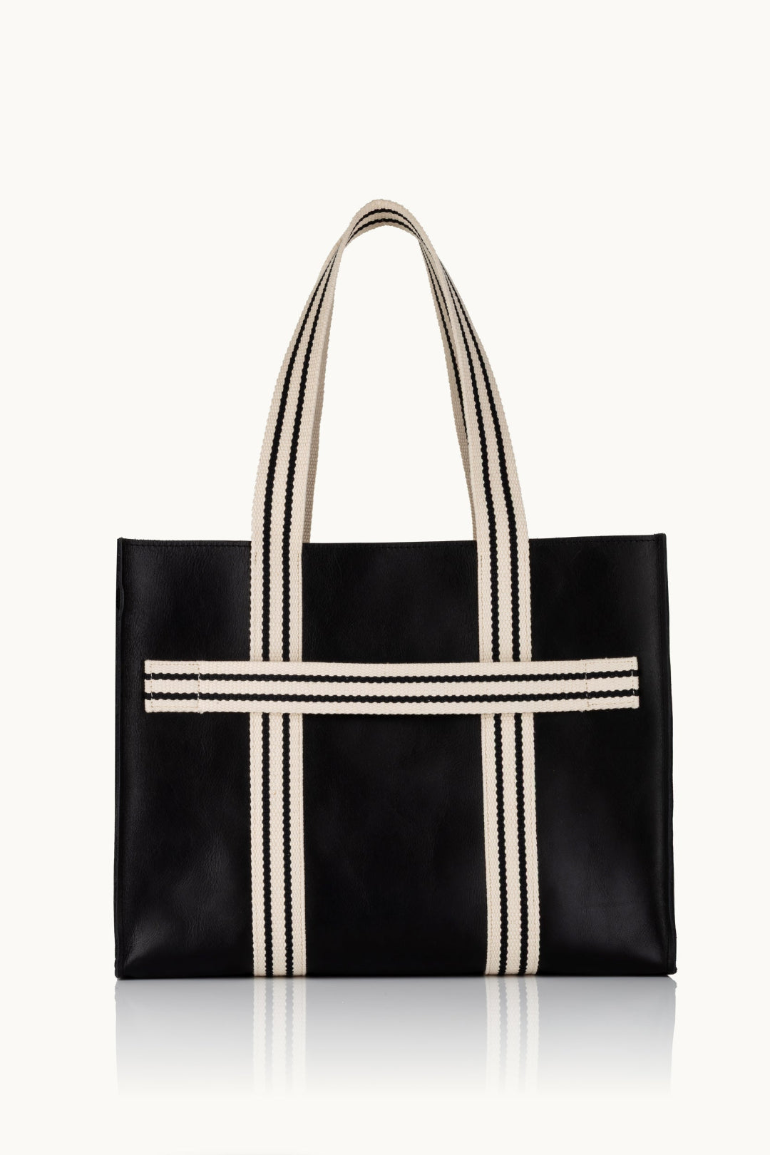 LEATHER MAXI BOX TOTE  BLACK