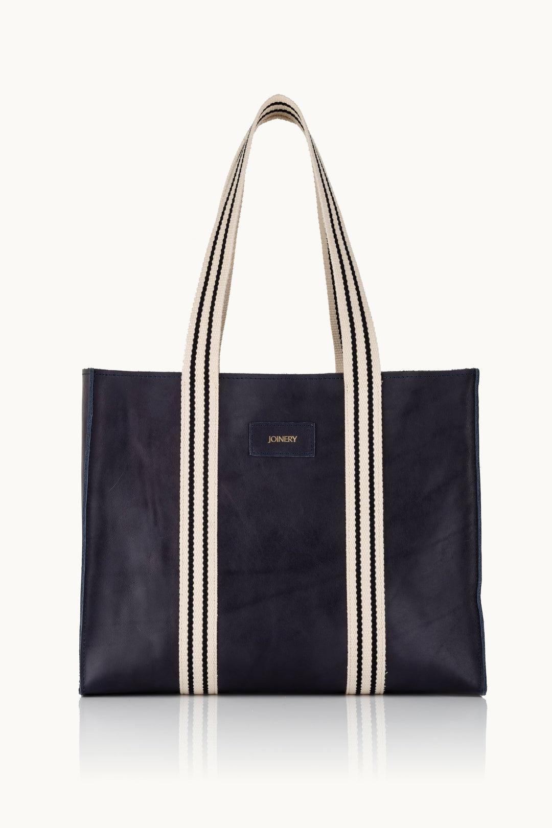 LEATHER MAXI BOX TOTE NAVY
