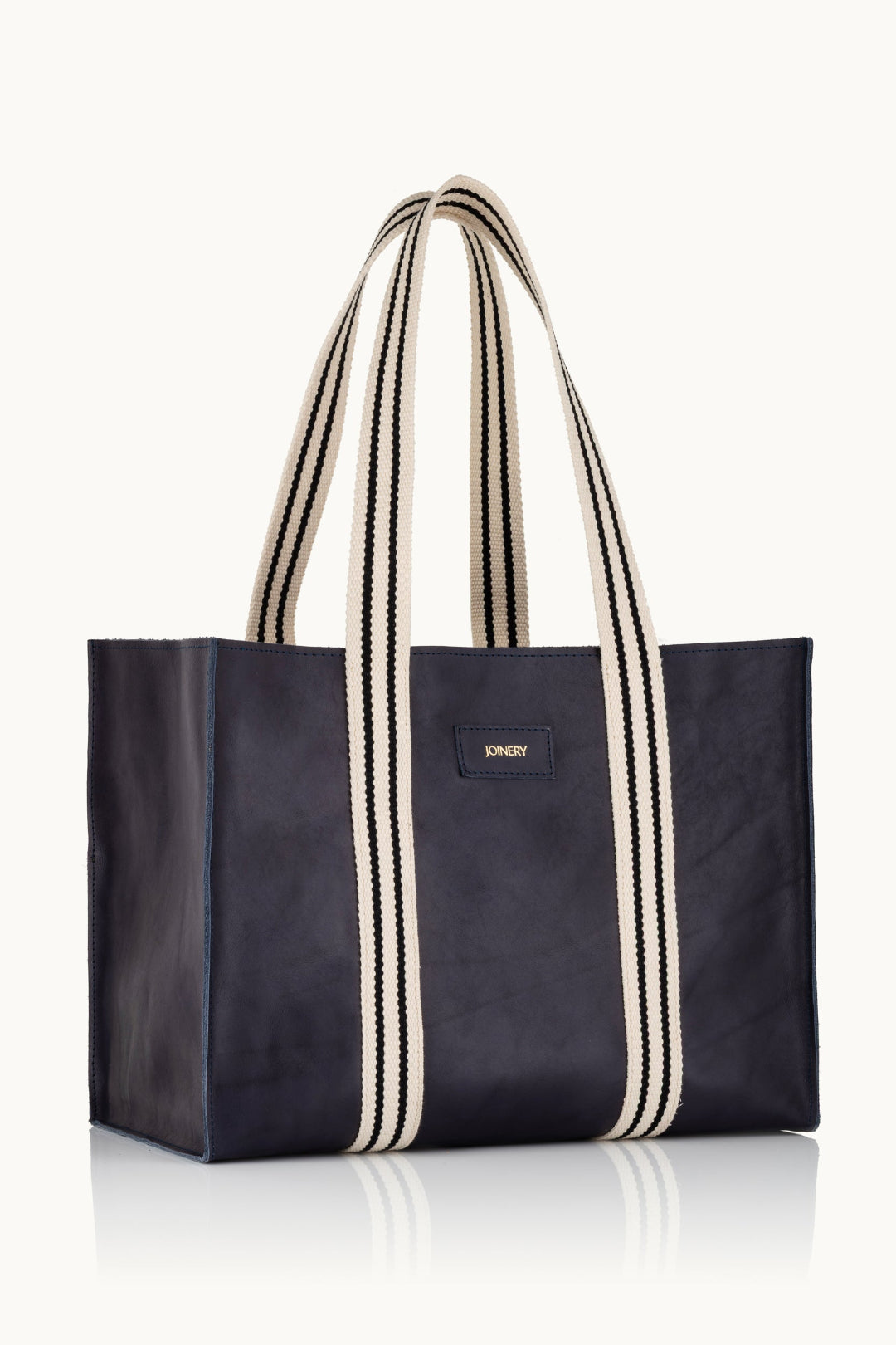 LEATHER MAXI BOX TOTE NAVY