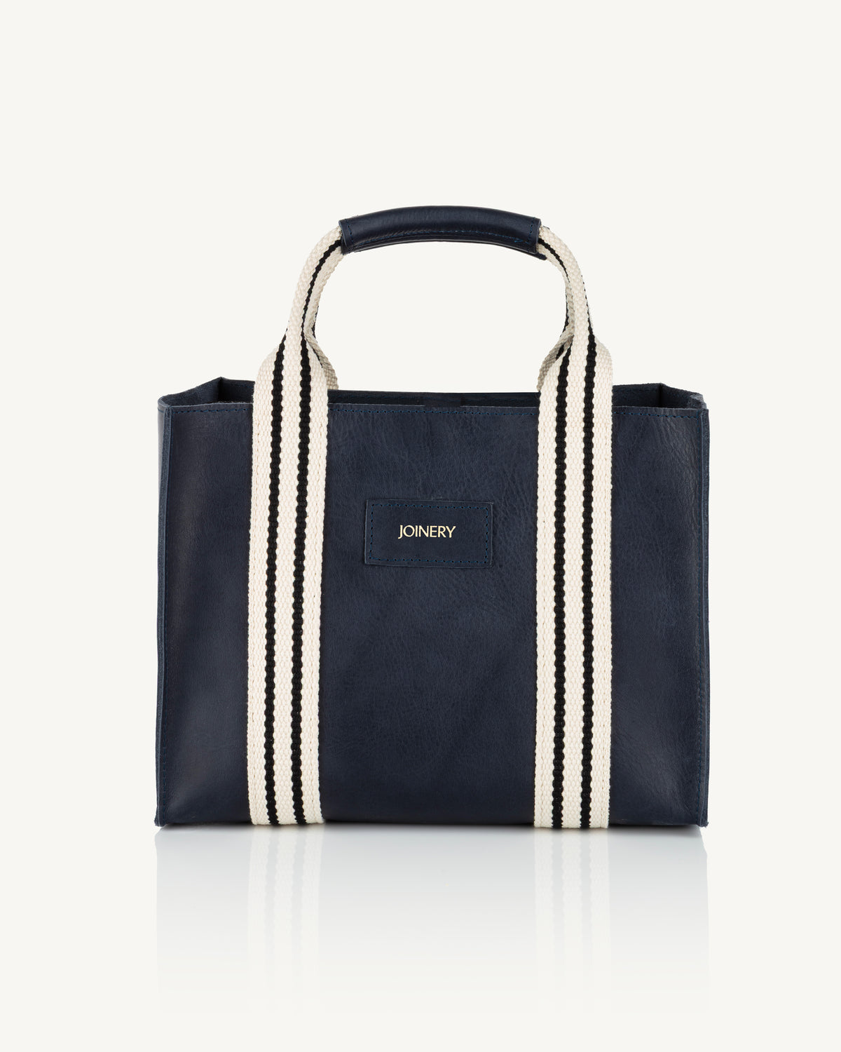LEATHER MINI BOX TOTE NAVY
