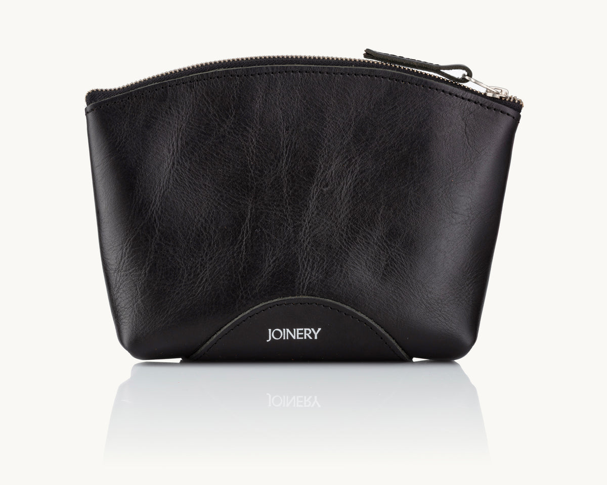 COSMETIC POUCH - BLACK LEATHER