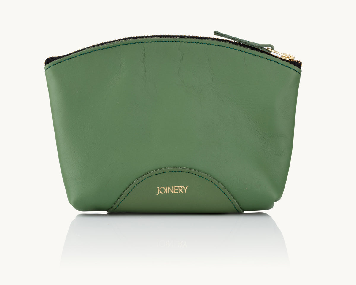 COSMETIC POUCH - SAGE GREEN LEATHER