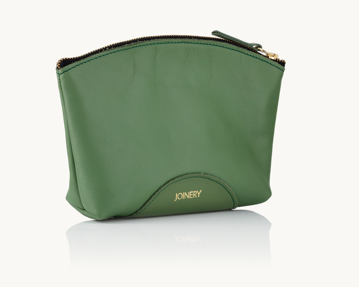 COSMETIC POUCH - SAGE GREEN LEATHER